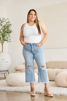 RFM Full Size Tummy Control High Waist Raw Hem Distressed Jeans
