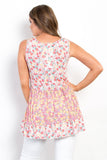 Be Stage Full Size Floral Sleeveless Babydoll Top
