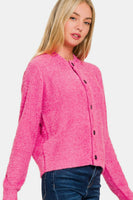 Zenana Button Down Long Sleeve Sweater Cardigan