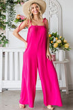 Veveret Pocketed Spaghetti Strap Wide Leg Jumpsuit