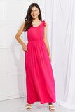White Birch Santa Monica Flutter Sleeve Maxi Dress