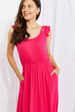 White Birch Santa Monica Flutter Sleeve Maxi Dress