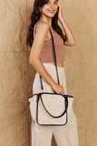 Fame Beach Chic Faux Leather Trim Tote Bag in Black