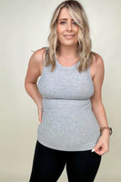 FawnFit Slim Fit High Neck Ribbed Tank Top With Built-In Bra