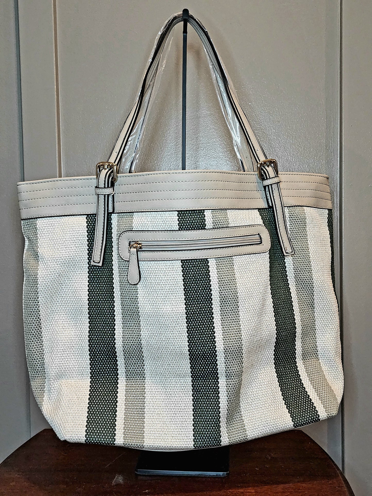 Textured Striped Tote
