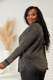 Zenana Full Size Washed Baby Waffle Oversized Long Sleeve Top