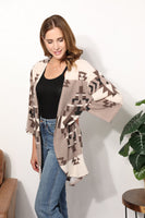 Sew In Love Full Size Cardigan with Aztec Pattern