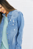 American Bazi Distressed Raw Hem Denim Jacket
