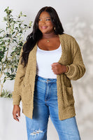 Zenana Falling For You Full Size Open Front Cardigan with Pockets