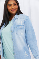 American Bazi Distressed Raw Hem Denim Jacket