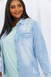 American Bazi Distressed Raw Hem Denim Jacket