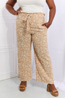 Heimish Right Angle Full Size Geometric Printed Pants in Tan