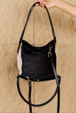 Fame Beach Chic Faux Leather Trim Tote Bag in Black