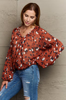 Hailey & Co Come See Me Spotted Printed Chiffon Blouse