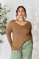 Zenana Full Size Long Sleeve V-Neck Top