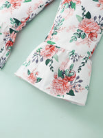 Girls Bow Detail Cami and Floral Flare Pants Set