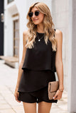 Layered Sleeveless Round Neck Romper