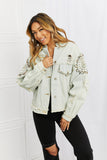 POL Bead It Up Beaded Denim Jacket