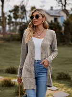 Double Take Ribbed Button-Up Cardigan with Pockets