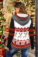 Double Take Full Size Christmas Drawstring Long Sleeve Hoodie