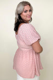 Haptics Babydoll Puff Short Sleeve Eyelet Top
