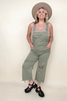 Risen High Rise Distressed Straight Overalls