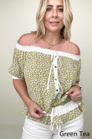 Heyson Convertible Ditsy Floral Button Down Blouse