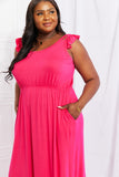 White Birch Santa Monica Flutter Sleeve Maxi Dress