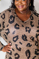 Hopely Full Size Leopard V-Neck Long Sleeve T-Shirt
