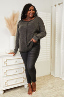 Zenana Full Size Washed Baby Waffle Oversized Long Sleeve Top