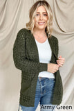 Open Front Woven Texture Knitted Cardigan With Pockets