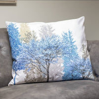 Blue and Gray Suede Fell Throw Pillow