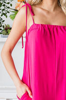 Veveret Pocketed Spaghetti Strap Wide Leg Jumpsuit