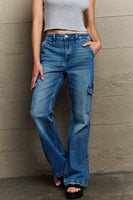 Kancan Holly High Waisted Cargo Flare Jeans
