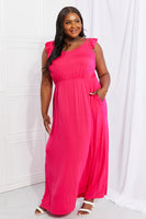 White Birch Santa Monica Flutter Sleeve Maxi Dress