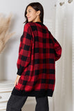 Heimish Full Size Plaid Open Front Cardigan with Pockets