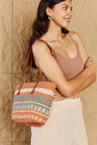 Fame By The Sand Straw Braided Striped Tote Bag