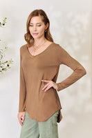 Zenana Full Size Long Sleeve V-Neck Top