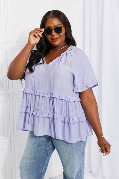 HEYSON Meant To Be Tie Neck Ruffle Top