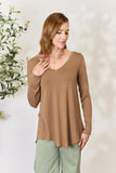 Zenana Full Size Long Sleeve V-Neck Top