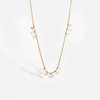 New Colors - Stainless Steel 18K Gold Plated Zirconia Charm Necklace (With Box)