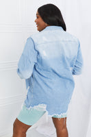 American Bazi Distressed Raw Hem Denim Jacket