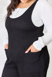 Celeste Full Size Ribbed Tie Shoulder Sleeveless Ankle Overalls