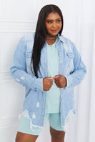 American Bazi Distressed Raw Hem Denim Jacket
