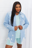 American Bazi Distressed Raw Hem Denim Jacket