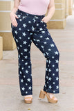 Judy Blue Janelle Full Size High Waist Star Print Flare Jeans