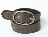 Floral Stitch Oval Buckle Belt