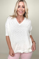 Davi & Dani Wide Neck Oversized Loose Knit Top