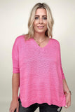 Davi & Dani Wide Neck Oversized Loose Knit Top