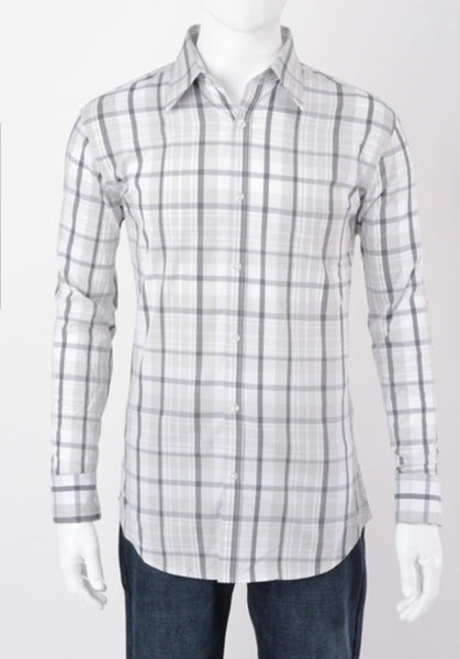 Men's Gray/Taupe Plaid Shirt